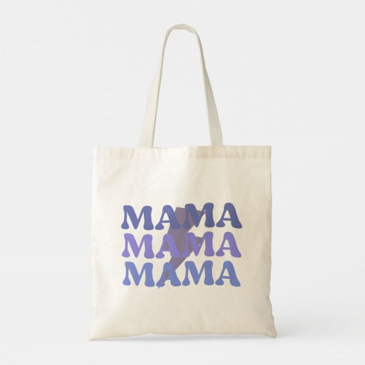 Blauw en Paarse Mama Mama Mama Quote Canvas tas (Achterkant)