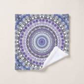 Blauw en Paarse Mandala geometrisch cirkelpatroon Bad Handdoek (Wasdoekje)