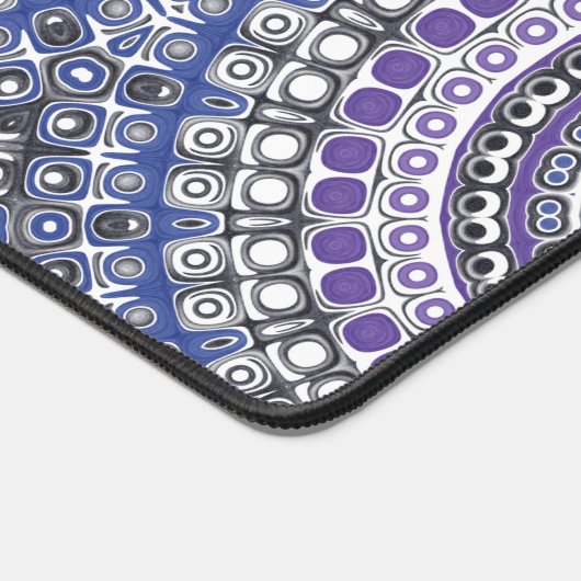 Blauw en Paarse Mandala geometrisch cirkelpatroon Bureaumat (Hoek)