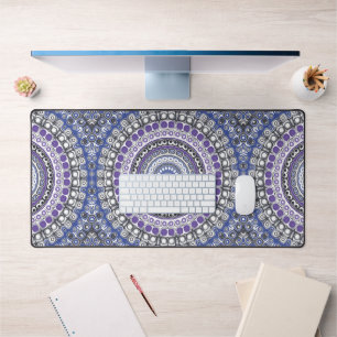 Blauw en Paarse Mandala geometrisch cirkelpatroon Bureaumat