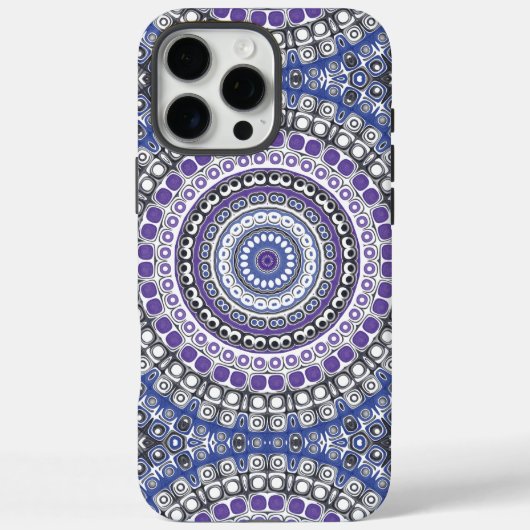 Blauw en Paarse Mandala geometrisch cirkelpatroon Case-Mate iPhone Case (Achterkant)