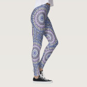 Blauw en Paarse Mandala geometrisch cirkelpatroon Leggings (Rechts)