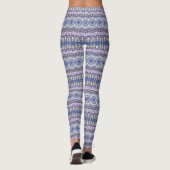 Blauw en Paarse Mandala geometrisch cirkelpatroon Leggings (Achterkant)