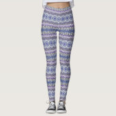 Blauw en Paarse Mandala geometrisch cirkelpatroon Leggings (Voorkant)