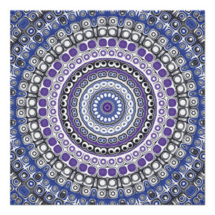Blauw en Paarse Mandala geometrisch cirkelpatroon Perfect Poster