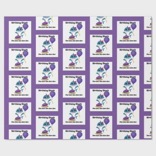 Blauw en Paarse Meisje baby Haai inpakpapier (Vlak)