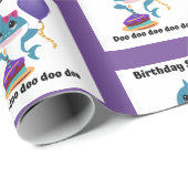 Blauw en Paarse Meisje baby Haai inpakpapier (Rol Hoek)