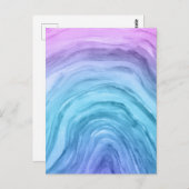 Blauw en Paarse Ombre Agate Waterverf Art Briefkaart (Voorkant / Achterkant)