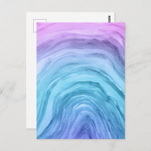 Blauw en Paarse Ombre Agate Waterverf Art Briefkaart (Voorkant / Achterkant)