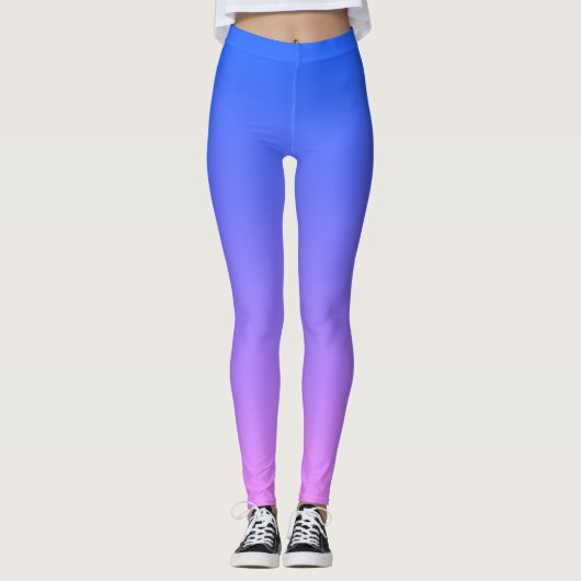 Blauw en Paarse Ombre Monogram Leggings (Voorkant)