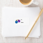 Blauw en paarse ornamenten cadeaukaart etiket (Insitu)