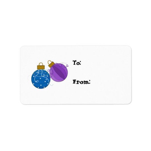 Blauw en paarse ornamenten cadeaukaart etiket (Voorkant)