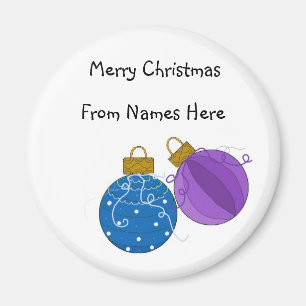 Blauw en paarse ornamenten cadeaukaart magneet