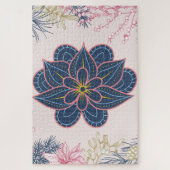 Blauw en Paarse Paisley Pattern Design Legpuzzel (Verticaal)