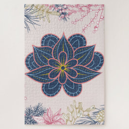 Blauw en Paarse Paisley Pattern Design Legpuzzel