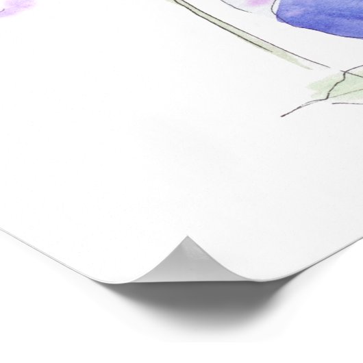 Blauw en paarse Pansy waterverf en inkt Poster (Hoek)