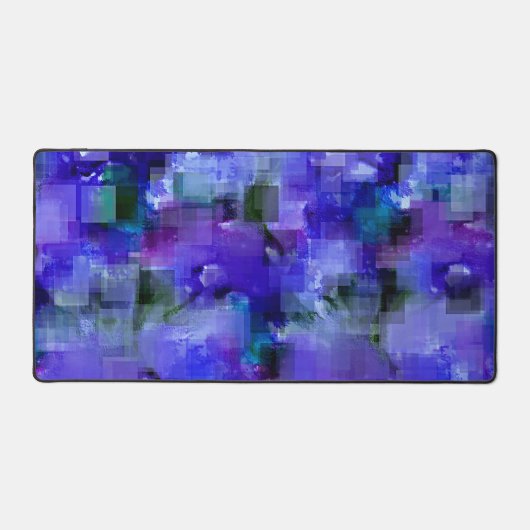 Blauw en Paarse Pixelated Desk Mat (Voorkant)