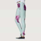 Blauw en Paarse Roos Patroon Leggings (Links)