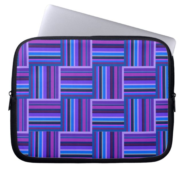 Blauw- en paarse snijstroken laptop sleeve (Voorkant)