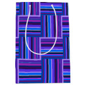Blauw- en paarse snijstroken medium cadeauzakje (Voorkant)