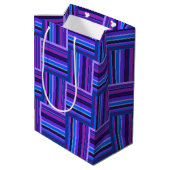 Blauw- en paarse snijstroken medium cadeauzakje (Achterkant Gekanteld)
