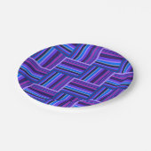 Blauw- en paarse snijstroken papieren bordje (Gekanteld)
