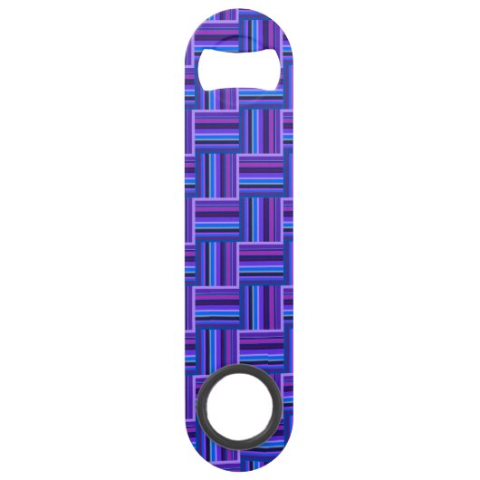 Blauw- en paarse snijstroken speed flessenopener (Voorkant)