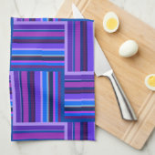 Blauw- en paarse snijstroken theedoek (Quarter Fold)