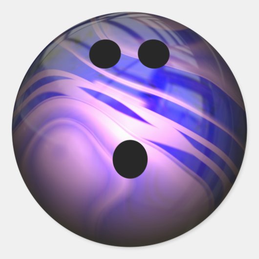 Blauw en Paarse Swirl Bowling Ball Ronde Sticker (Voorkant)