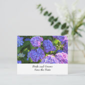 Blauw en Paarse Trouw Hydrangea's Aankondigingskaart (Staand voorkant)
