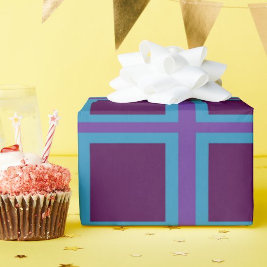 Blauw en Paarse vierkant Cadeaupapier (Verjaardagsfeest)