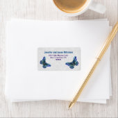 Blauw en Paarse Vlinders Trouwlabel Etiket (Insitu)