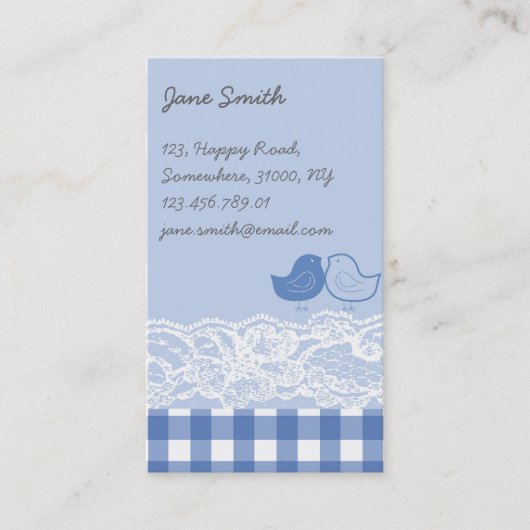 Blauw- en Paarse vogelscrapbook Visitekaartje (Voorkant)