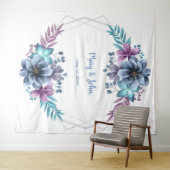 Blauw en paarse waterverf bloem achtergrond voor f wandkleed (In Situ (horizontaal))