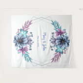 Blauw en paarse waterverf bloem achtergrond voor f wandkleed (Voorkant (horizontaal))