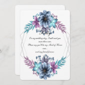 Blauw En Paarse Waterverf Bloemachtige Erebruidmei Kaart (Voorkant / Achterkant)