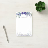 Blauw en paarse waterverf bloemstuk gepersonalisee post-it® notes (Kantoor)