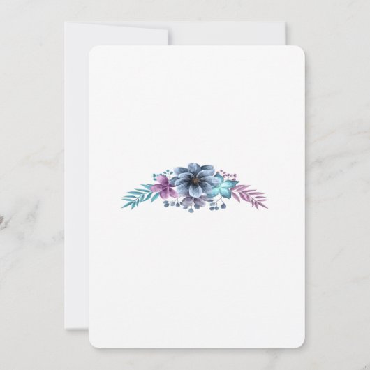 Blauw en Paarse Waterverf Floral Vrijgezellenfeest Kaart (Achterkant)