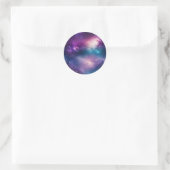 Blauw en Paarse Waterverf Galaxy Ronde Sticker (Tas)