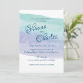 Blauw en Paarse Waterverf Vrijgezellenfeest Kaart (Staand voorkant)