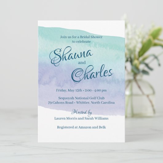 Blauw en Paarse Waterverf Vrijgezellenfeest Kaart (Staand voorkant)