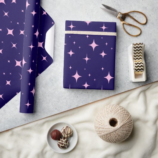 Blauw en Paste Roze Eenvoudig Minimalistisch Cadeaupapier (Crafts)