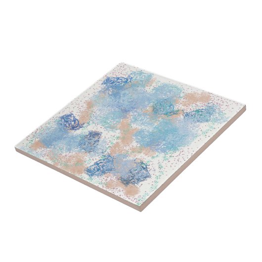 Blauw en peach tegeltje (Zijkant)