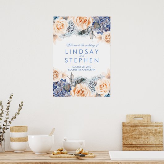Blauw en pekelaar Wreath Weddenschap Poster (Keuken)