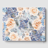 Blauw en perzik bloemen elegante bruiloft gastenboek (Achterkant)
