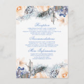 Blauw en Perzik Bloemen Wedding Informatie Gast Informatiekaartje (Voorkant)