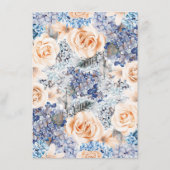 Blauw en Perzik Bloemen Wedding Informatie Gast Informatiekaartje (Achterkant)