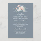 Blauw en Perzik Bloemen Wedding Informatie Gast Informatiekaartje (Voorkant)