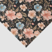 Blauw en Perzik Fantasie Bloemen Tissuepapier (Detail)
