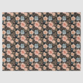 Blauw en Perzik Fantasie Bloemen Tissuepapier (Voorkant)